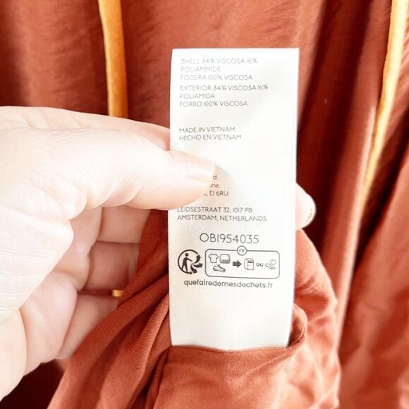 Anthropologie The Mimi Flutter-Sleeve Tipped Maxi Dress Rust Medium Petite - Picture 4 of 6